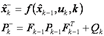 Equations for Extended-Kalman Filter prediction step.