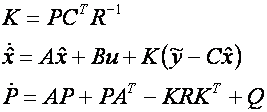 Equations for Kalman-Bucy filter.